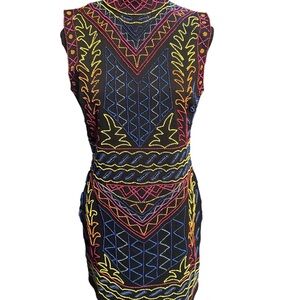 Colorful Patterned Beaded & Embellished Sleeveless Backless Dress